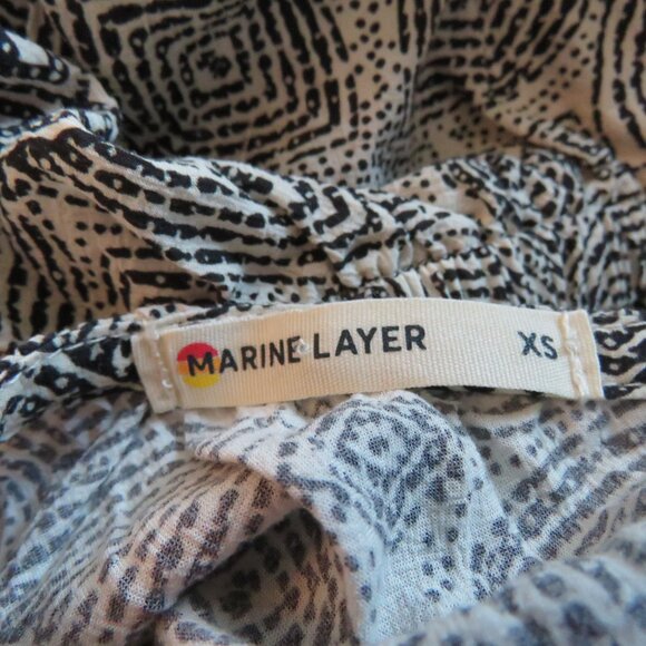 MARINE LAYER Nicole Mini Dress in Black & White Geo Summer Travel Pockets Sz XS - Picture 15 of 15